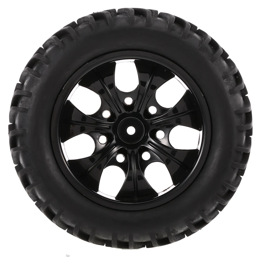 

4PCS RC Car 1/10 Off-road Tyre RC Tires Double V Tread Pattern 7 10 Spokes Rim for 1/10 HSP HPI Redcat RC4WD RC Truck Tire