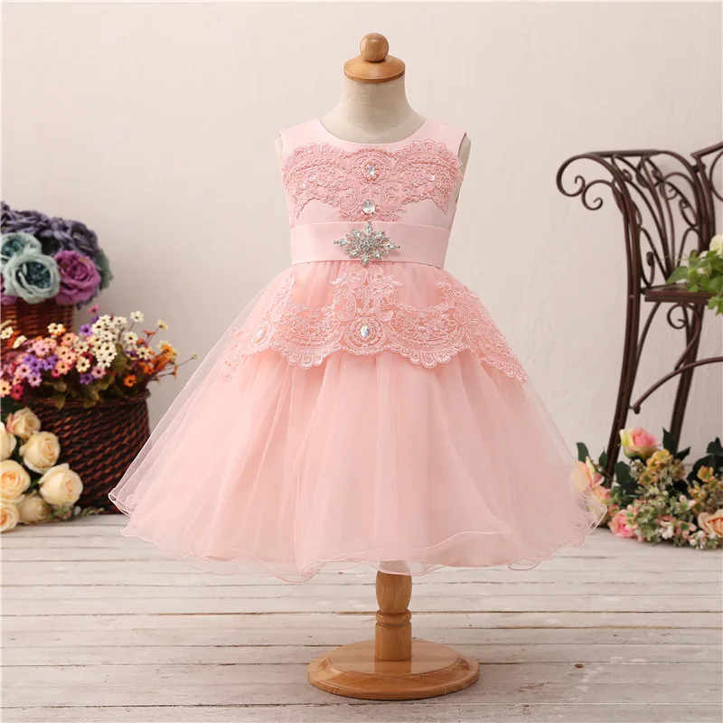 girls pink flower girl dress