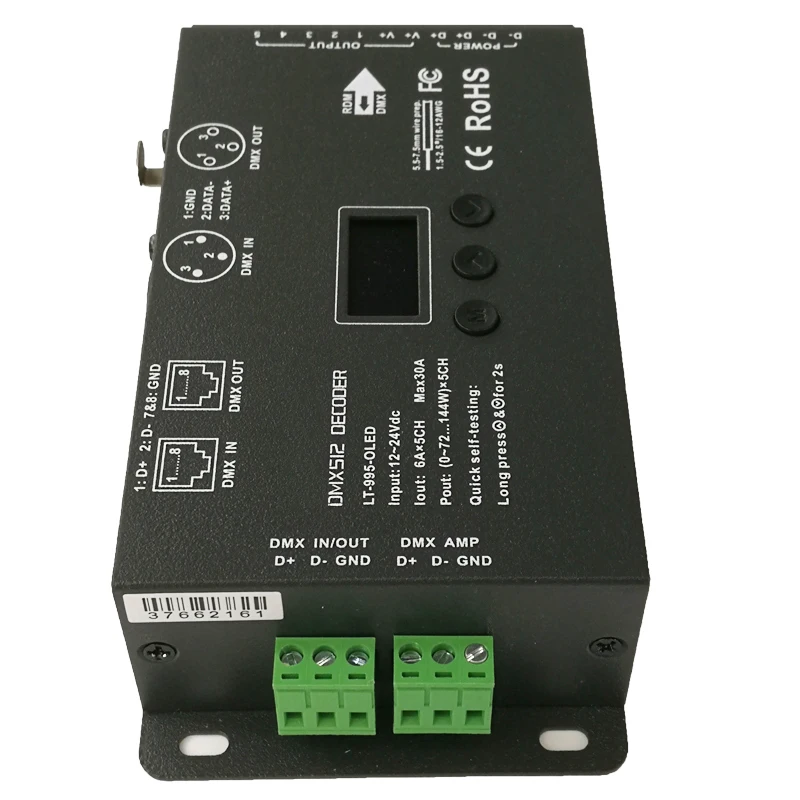 Новый светодиодный DMX декодер DC12V 24V Вход 6A 5 канал макс 30A 720W Выход RGB RGBW с входным