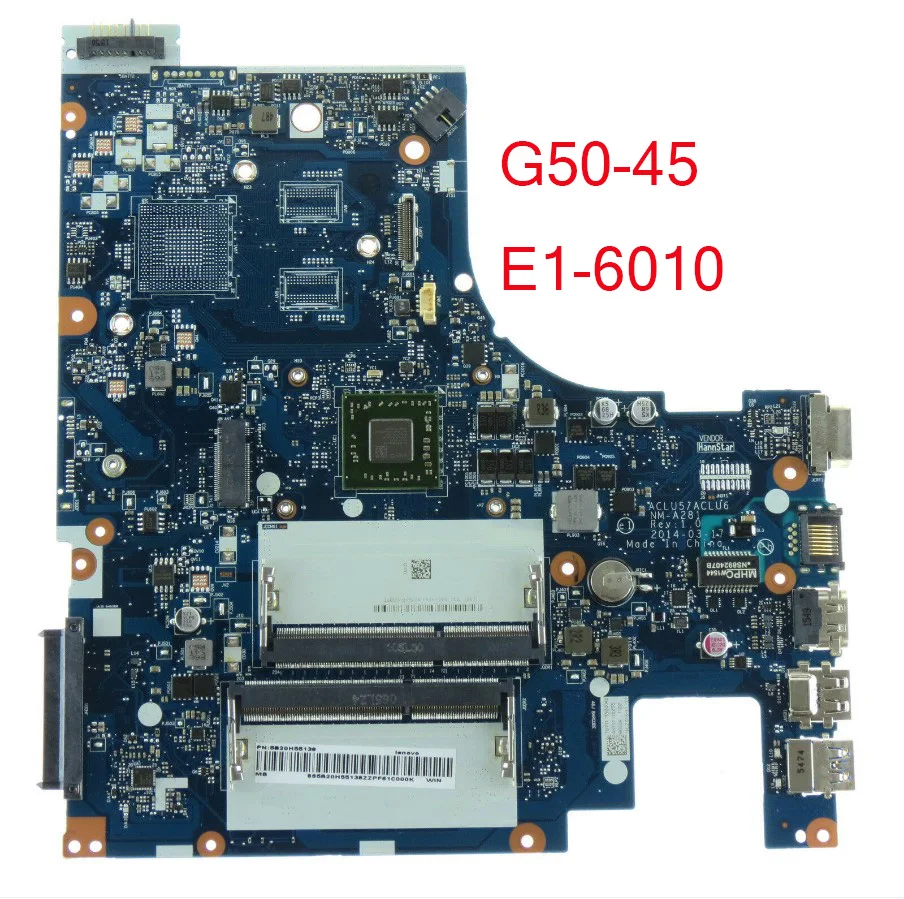 

NM-A281 For Lenovo G50-45 Laptop Motherboard ACLU5/ACLU6 E1-6010 CPU DDR3L PC3L memory 100% Tested