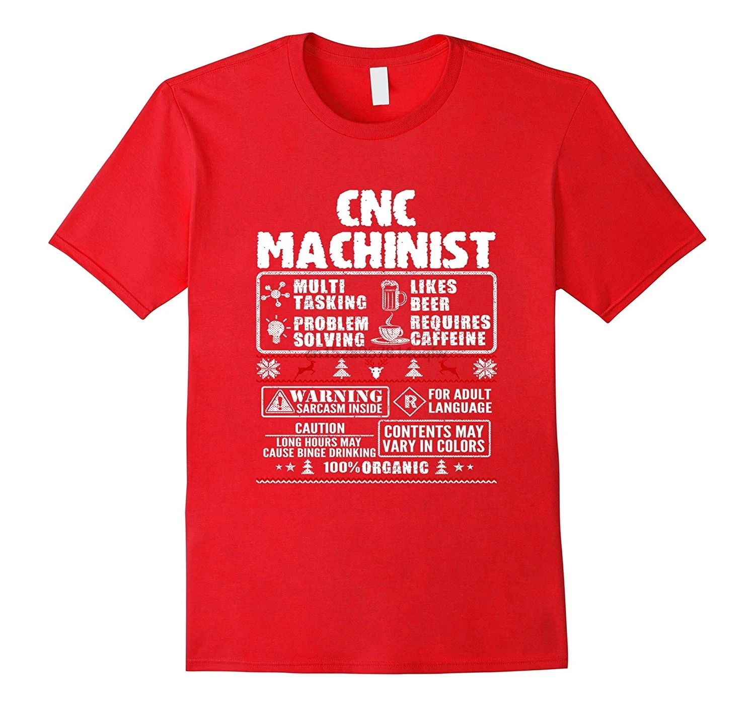 Для мужчин футболка CNC машиной индустрии Предупреждение забавные леггинсы