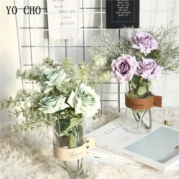 Single Head Rose Branch Artificial Flower Home Decor Imitation Fake Flowers Rose for Garden Home Desk Decor Faux Rose Flowers