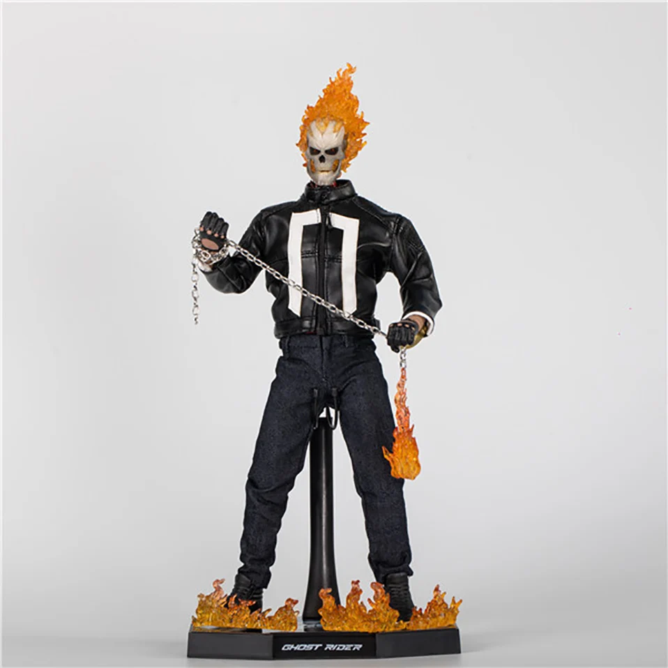 34 см HC Ghost Rider ПВХ фигурка игрушки Ghost Rider голова может светить шарнир игрушечная фигурка украшение модель детская игрушка-подарок