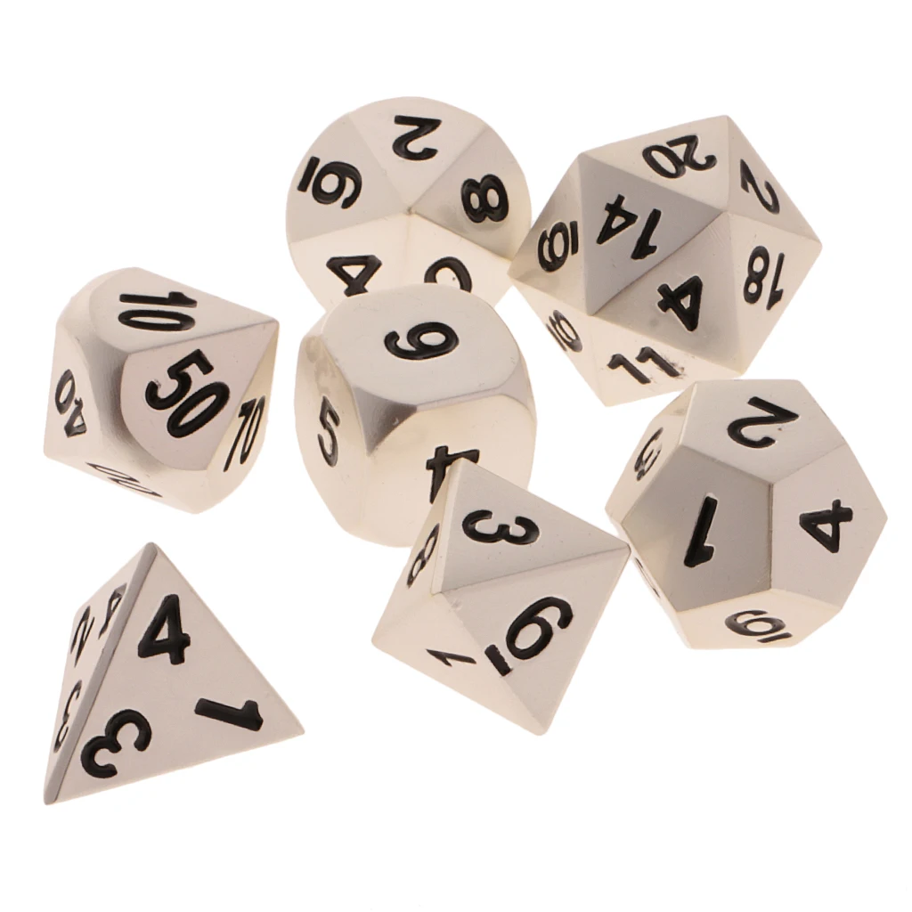 7 Multi-sided Metal Polyhedral Dice Die For RPG Dungeons \ U0026