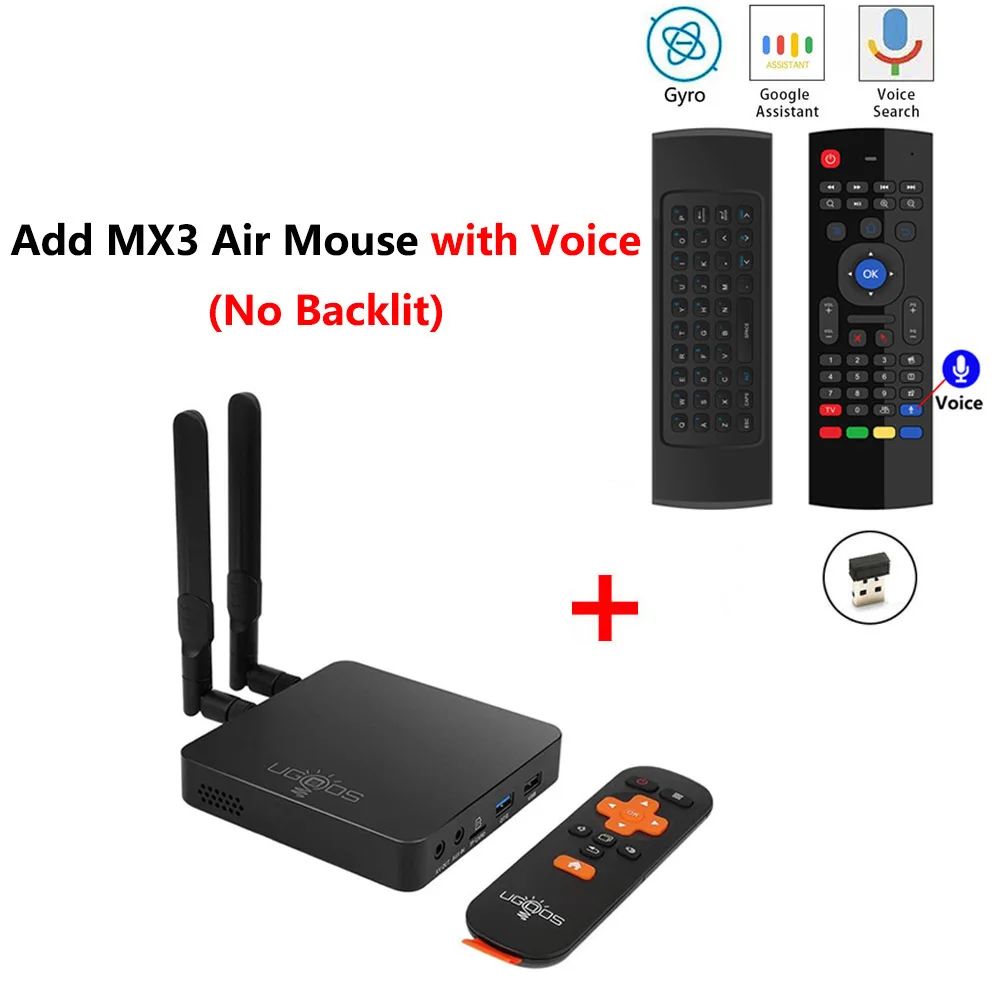 AM6 add MX3 mic UGOOS AM6 Amlogic S922X Smart Android 9,0 tv Box DDR4 2 Гб ram 16 Гб rom 2,4G 5G WiFi 1000 M LAN Bluetooth 5,0 4 K HD медиаплеер - Цвет: AM6 add MX3 mic