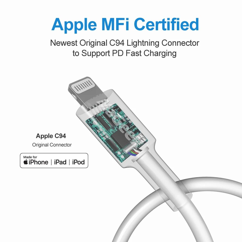 MaGeek USB C to Lightning Cable, [Apple MFi Certified] 1.0m / 1.8m iPhone 13 Charger PD Fast Charging Cable for iPhone 13/12 hdmi phone to tv