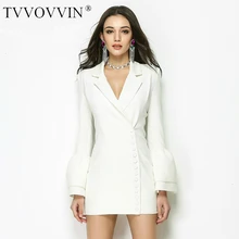 TVVOVVIN весна осень темперамент маленькое свободное платье костюмы сексуальный v образным вырезом с расклешенными рукавами Блейзеры Женские топы Z842