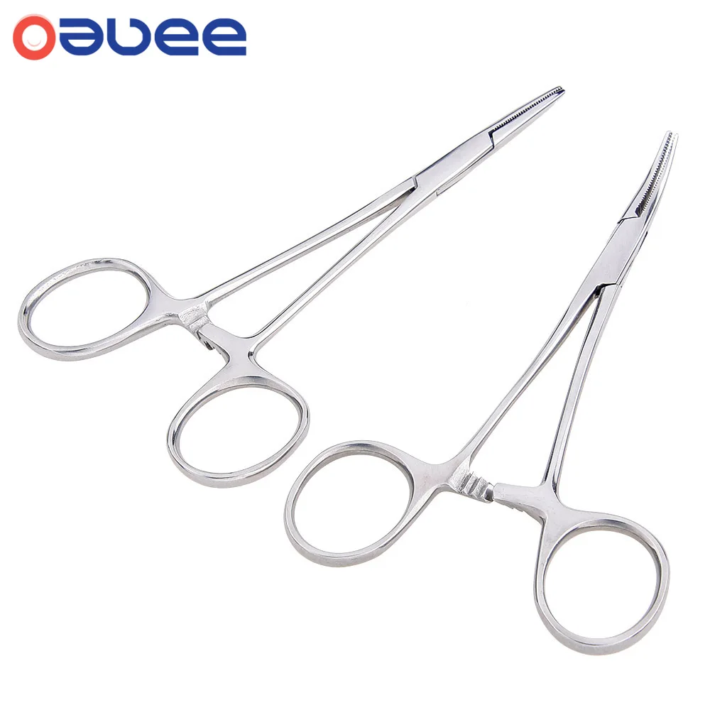 Oauee 12,5 16 18cm herramienta de mano fórceps hemostáticos para pelo pinza de pesca Alicates de bloqueo la depilación herramientas curvado/punta recta