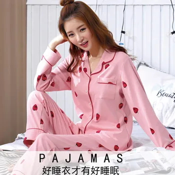 

WOMEN'S Pajamas Women's Spring And Autumn Cartoon Long Sleeve with Cotton Women's Summer with Cotton Homewear Set Thin Casual La