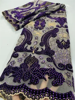 

French Net Lace Velvet Lace Fabric 2020 High Quality Lace African Laces Fabric Nigerian Lace Fabrics Wedding Sewing YA3343B-3
