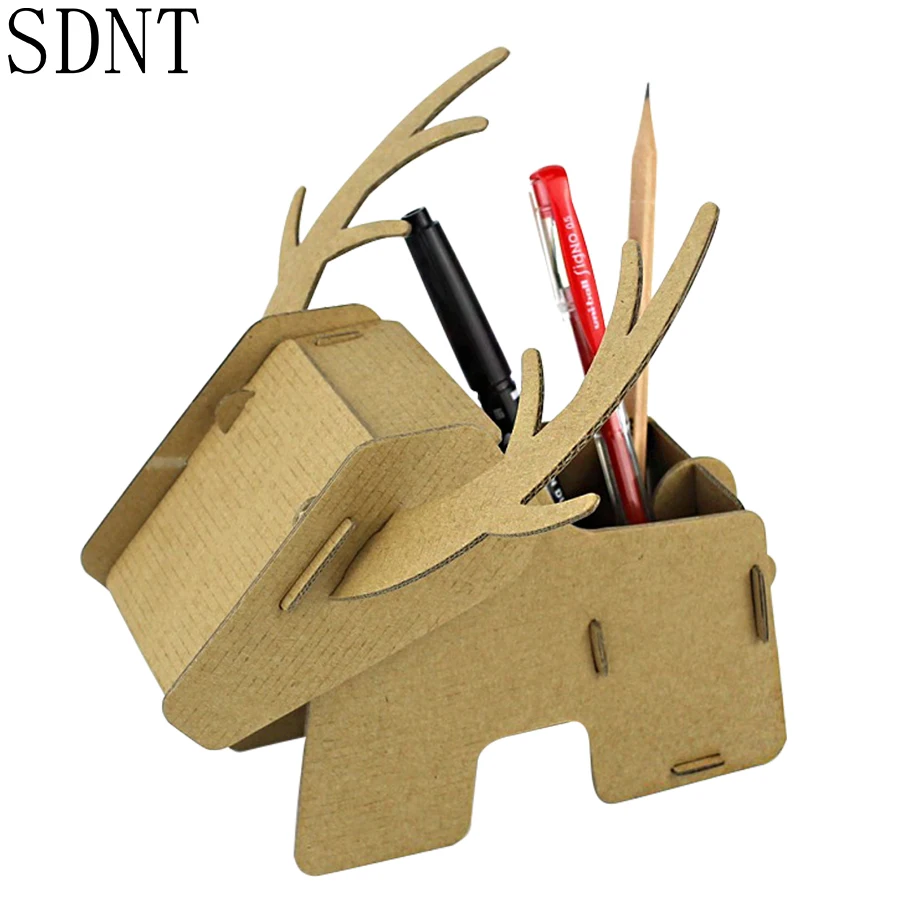 

Cardboard 3D Puzzles for Kids DIY Cute Deer Assembly Storage Box Paper Model Decor Learning Toys for Children Educational Gifts