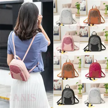 

Women Girls Mini Faux Leather Backpack Rucksack School Bag Travel