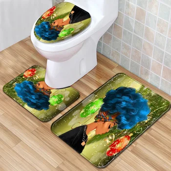 

African Women's Bathroom Mat Three-Piece Bathroom Carpet Toilet Mat Set Door Mat Bathroom Non-Slip Mat Spot