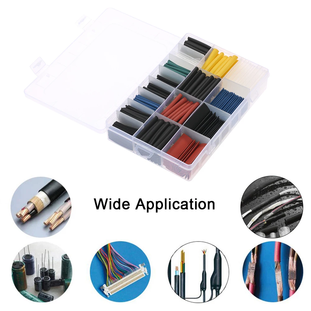 

580PCS Assorted 2:1 Polyolefin Heat Shrink Tubing Tube Halogen-Free 6 Colors 11 Sizes Sleeving Wrap Wire Cable Kit