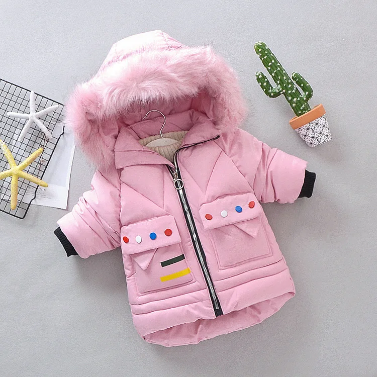 Новинка года, зимняя детская одежда из хлопка для девочек 2-6 лет Детское плотное теплое хлопковое пальто с буквами