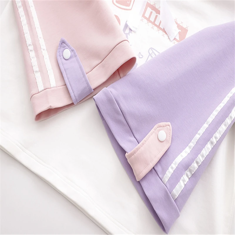 Merry Pretty Хлопковые женские толстовки Harajuku с мультяшным принтом толстовки зимние спортивные костюмы с капюшоном и длинным рукавом контрастных цветов