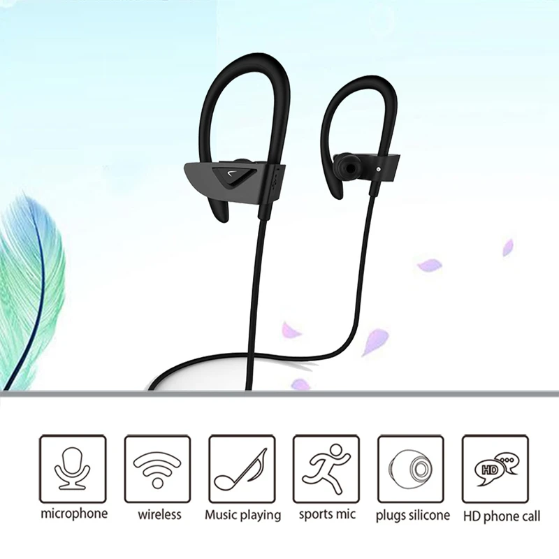 Bluetooth Wireless Waterproof In Ear Sports Headphones Stereo Subwoofer Sweat Proof with Microphone Headphones