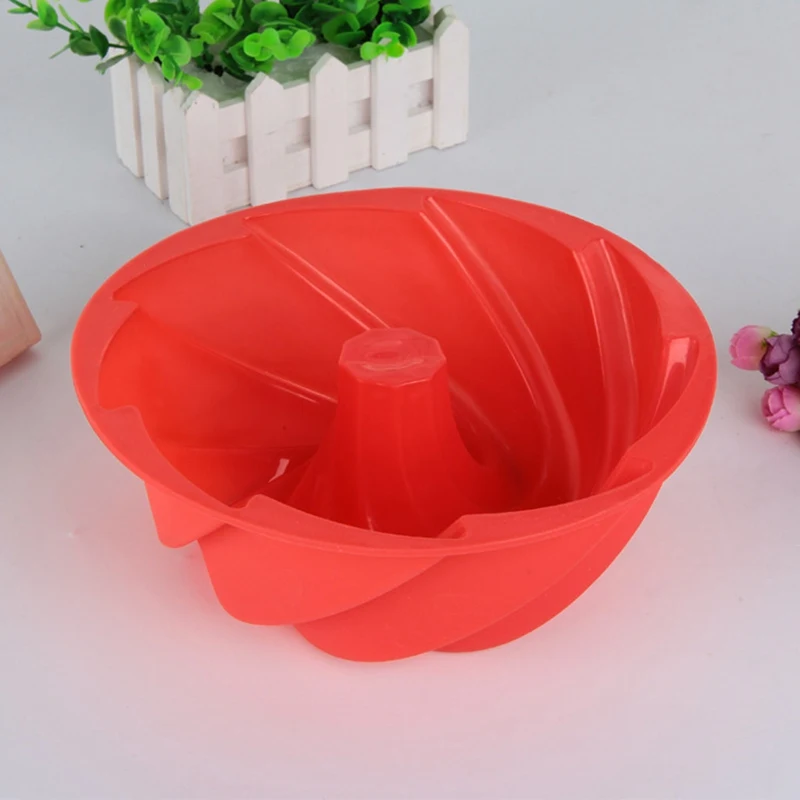 Large Spiral Shape Food Grade Silicone Bundt Cake Mold Pan 3D Fluted Cake Mould Form Bread Bakery Baking Tools Bakeware