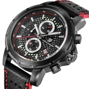 

PAGANI DESIGN New Mens Fashion Waterproof Luminous Chronograph Quartz Watch man Genuine Leather Saat Watch Male Clock