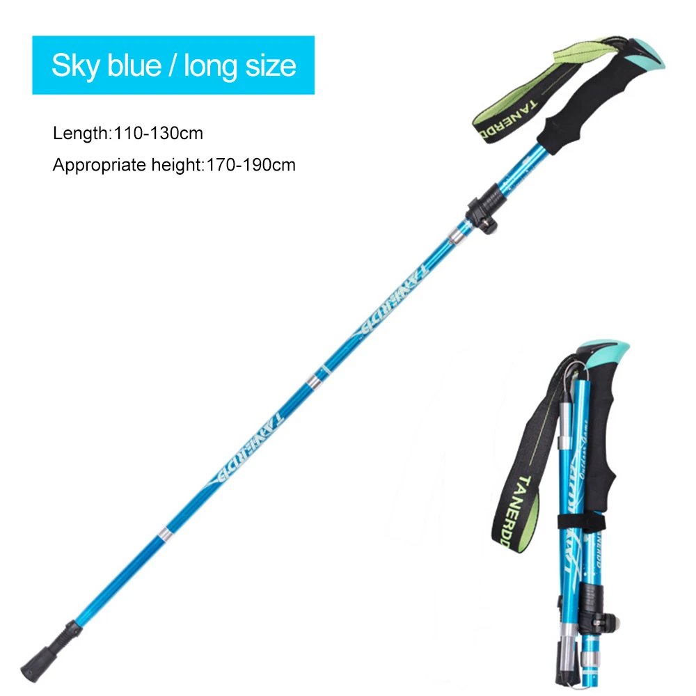 130cm light blue Трость складные столы и стулья для трекинговые палки Nordic Пеший Туризм Antishock Регулируемый 5-секционный Алюминий сплава альпеншток - Цвет: 130cm light blue