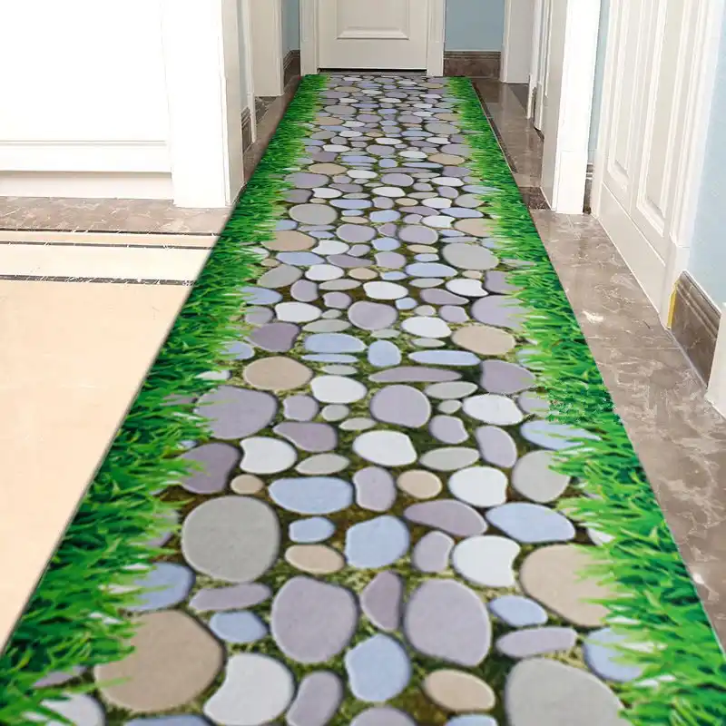 Printed Floor Mat Door Mat Polyester Multi-Cobblestone Pattern 3D Effect Design