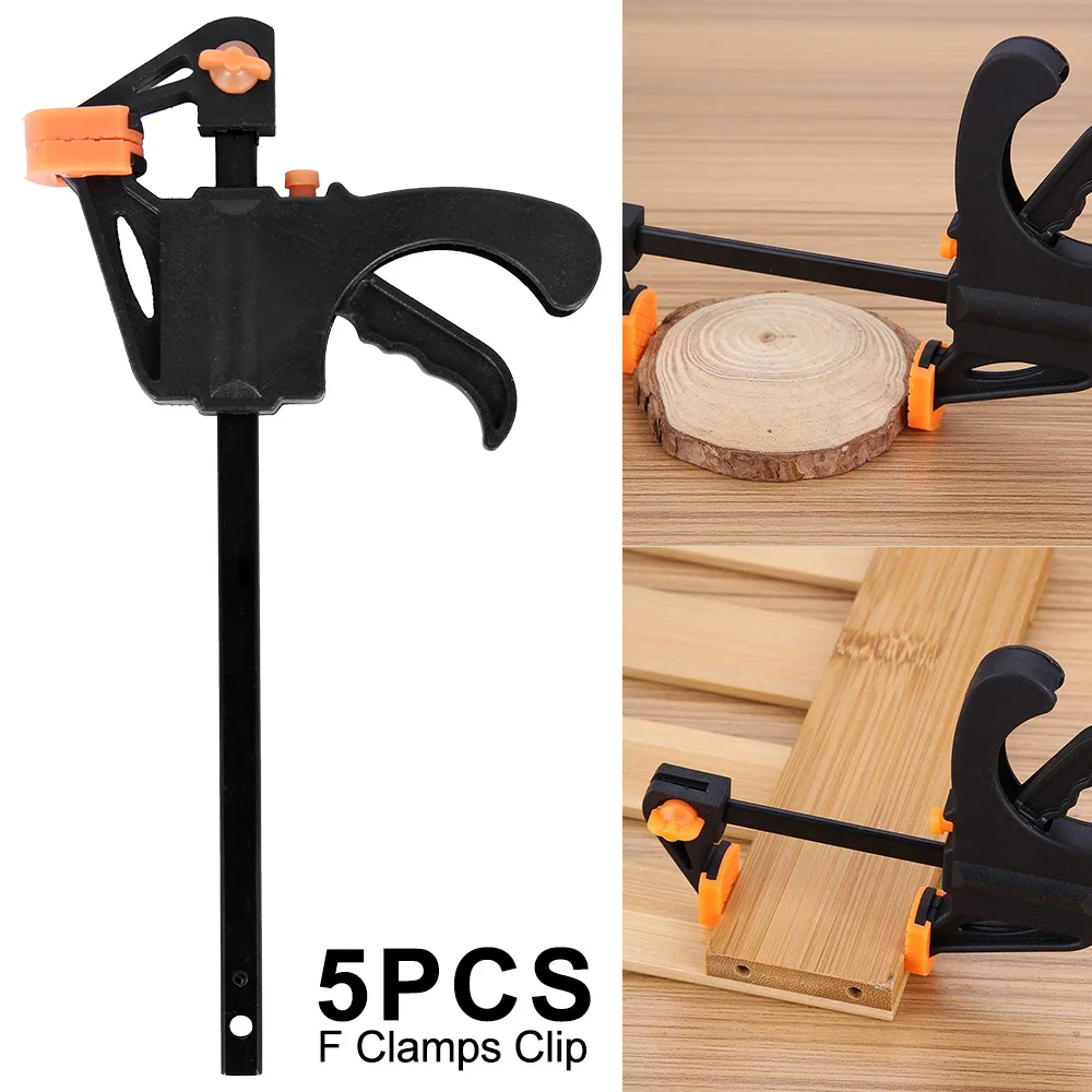 

5pcs 4 Inch Quick Ratchet Release Speed Squeeze Wood Working Work Bar F Clamp Clip Kit Spreader Gadget Tools DIY Hand Tool