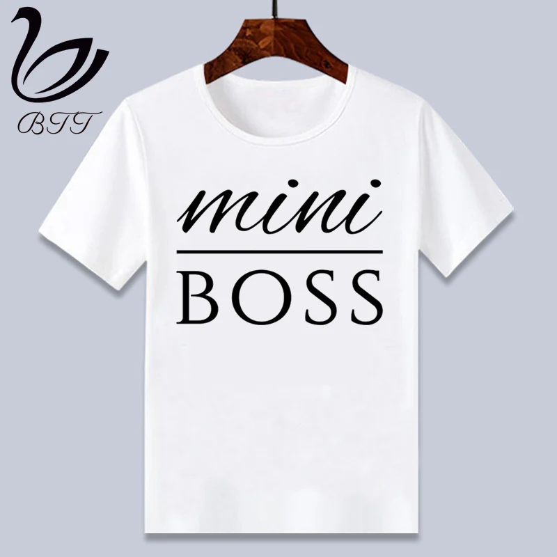 Мини-Принт Boss, Детская футболка забавная мультипликационная кавай-девочка, Топ Harajuku, белая футболка с круглым вырезом и короткими рукавами для мальчиков Новое поступление