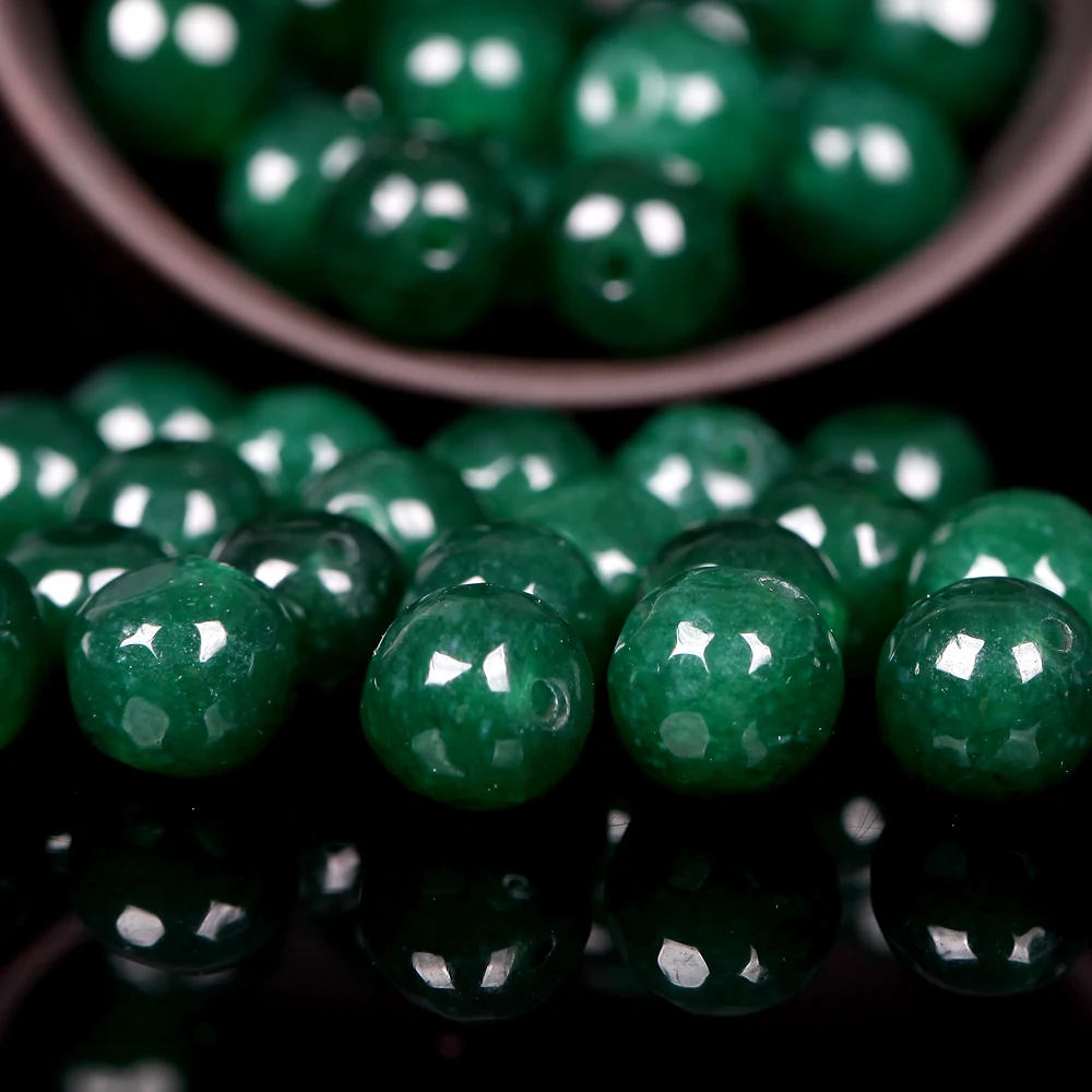 Natural Green Treasure Emeralds Jades Stone Round Loose Beads For Jewelry Making 4/6/8/10/12mm DIY Bracelet Necklace | Украшения и