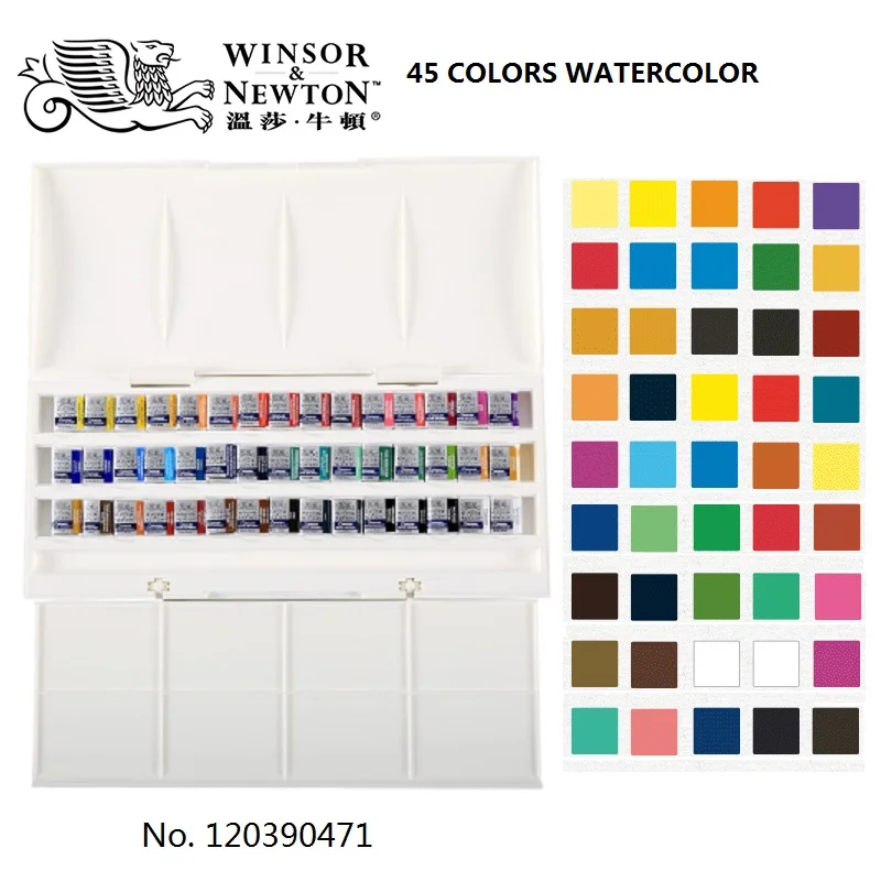 WINSOR& NEWTON 8/12/24/36/45 Цвета Cotman Твердые акварельные краски набор художника пигмент товары для рукоделия - Цвет: 45 Colors