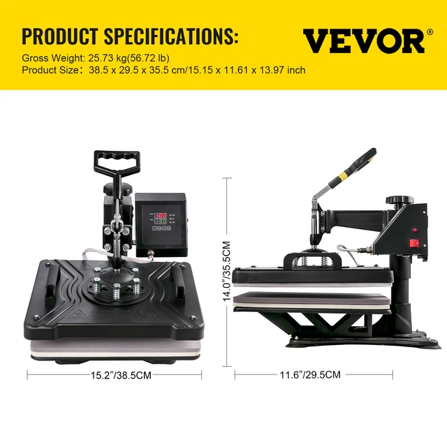 VEVOR Combo Heat Press Machine 5/6/8 in 1 30*38CM 38*38CM Muntifunctional Sublimation Printer Transfer for Mug Hat Plate T-Shirt 6