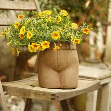 Креативный персональный милый мультфильм сад открытый газон украшения Керамические Meaty Брюки большой цветочный горшок M2917