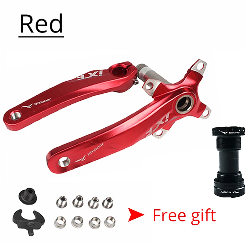 JIANKUN 104BCD MTB Bike Crank Aluminum Alloy 170mm IXF Arm Chainring Mountain Road Bicycle Crankset with Bottom Bracket BB - Цвет: red crank-BB