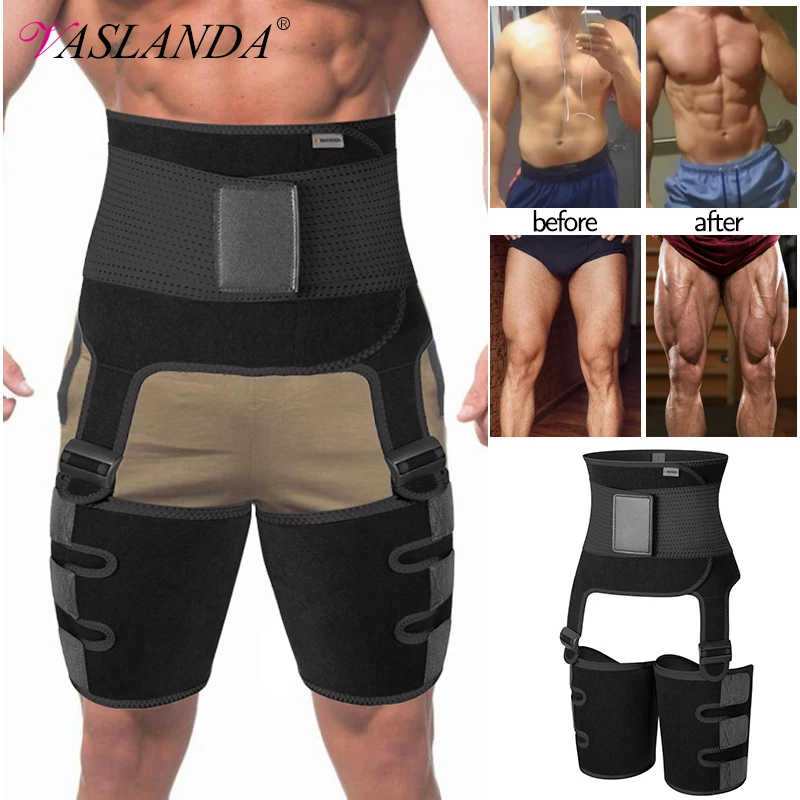 

Men Body Shaper 3 in 1 Waist Trainer Thigh Trimmer Wraps Booty Lifter Leg Compression Belt Sauna Sweat Fat Burner Hip Shapewear