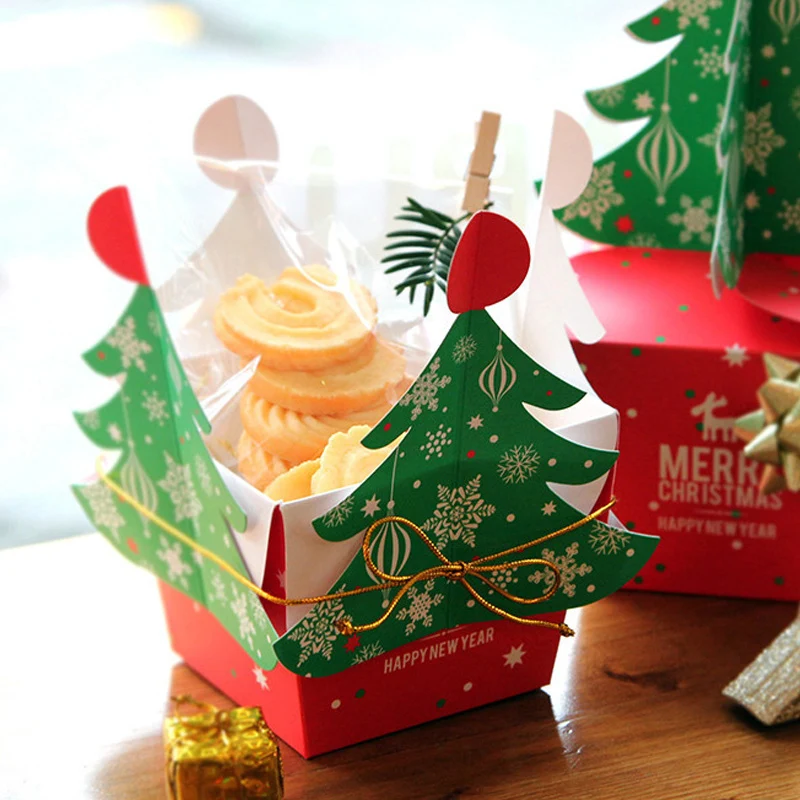10Pcs Christmas Party Bags Sweets Carrier Apples Box Favour Candy Xmas Gift Boxes TSH Shop