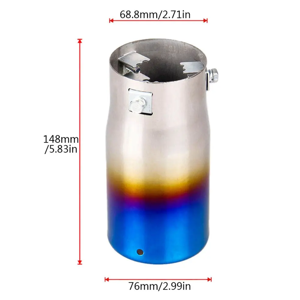 General car modification Universal 3.5" Outet Titanium Burnt Tip Stainless Steel Exhaust Straight Muffler