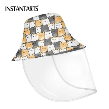 

NSTANTARTS Kawaii Cats Pattern Men Women Outdoor Bucket Hat Beach Hat Fishman Hats With Face Mask Anti-dust Anti-wind bob Hats