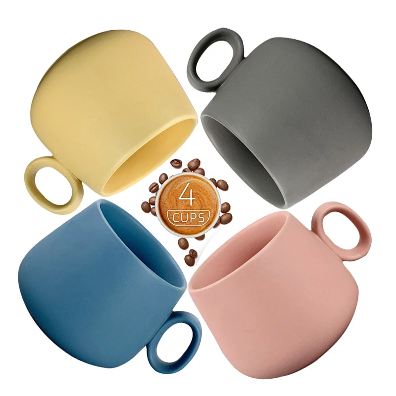 Популярная креативная матовая керамическая кофейная чашка простого цвета, кружка для завтрака, Пара керамических чашек для воды, 290 мл, кофейные кружки, набор из 4 чашек|Кружки| | АлиЭкспресс - Warm Daily Life Store: потрясающая стеклянная посуда
