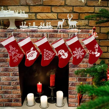 

6Pcs Christmas Stocking Sack Xmas Gift Candy Bag Noel Christmas Decoration for Home Natal Navidad Sock Christmas Tree Decor