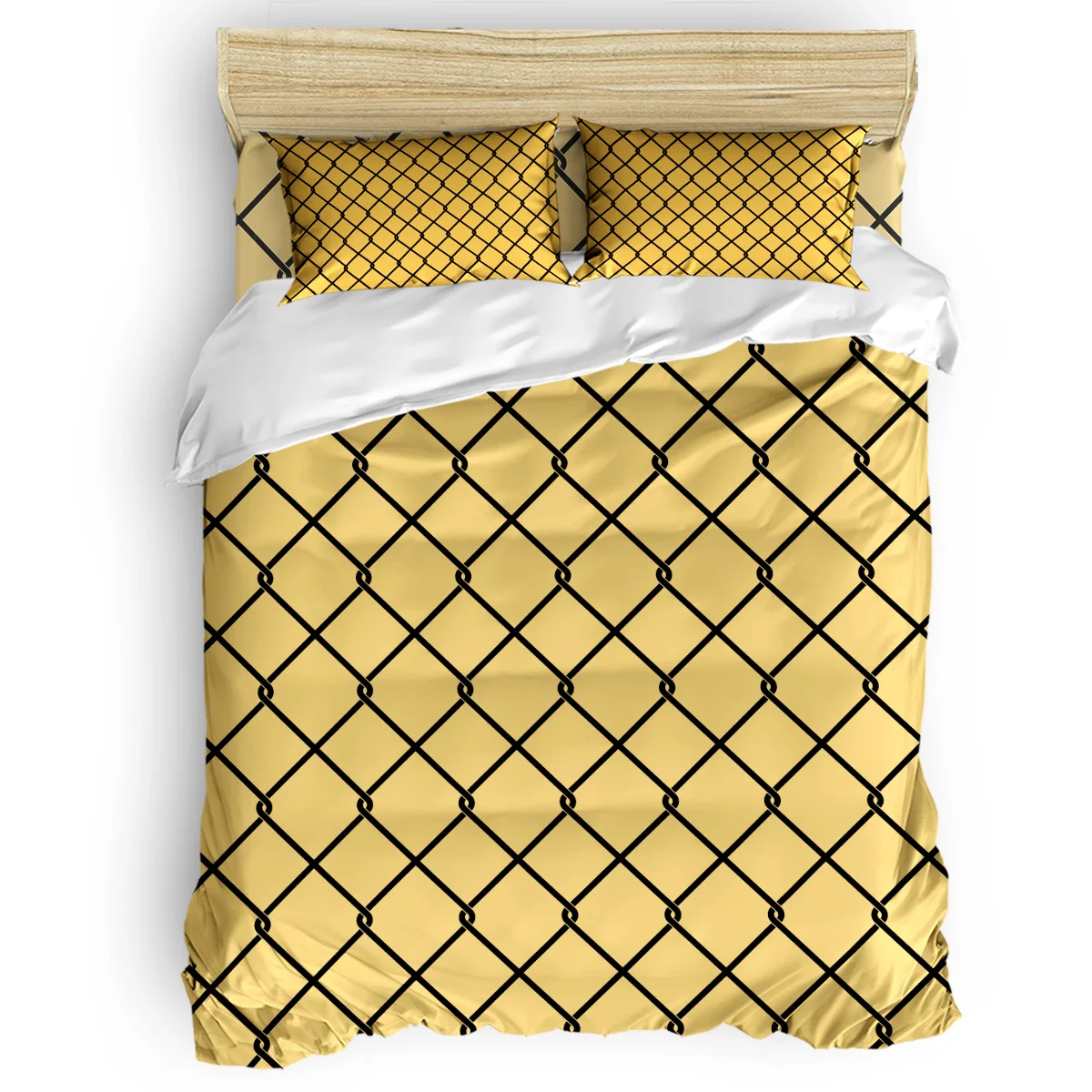 

Geometric Yellow Grid Duvet Cover Set Vintage Floral Art Design Collection of 3/4pcs Bedding Set Bed Sheet Pillowcases Cover Set
