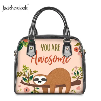 

Jackherelook Women's Leather Handbag Cute Lazy Sloth Printing Shoulder Bag Ladies Casual Totes Follow Your Dream Crossbody Bags