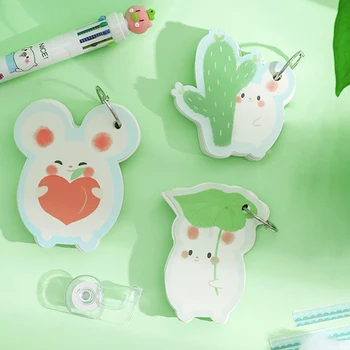 

Cute Cartoon Mouse Ring Buckle Hoop Binder Sticker Portable Note Student With Blank Word Book Portable Memo