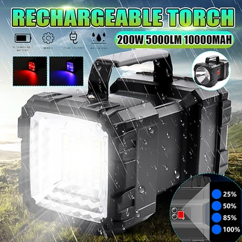 

USB Charging LED Work Light Torch 10000mAh Battery Spotlight Hand Lamp Camping Lantern xenon Searchlight for Hiking Hunting