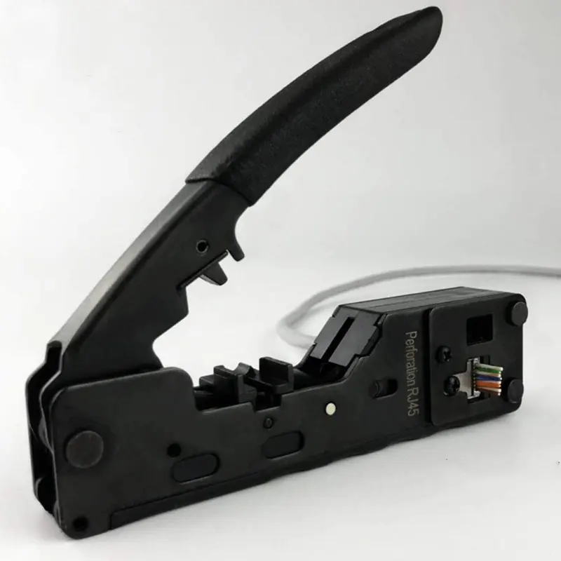 ZoeRax Cat5 Cat6 Cat7 Pass Through Crimper for RJ45 RJ12 RJ11 Network Connectors Modular Plugs Ethernet Cables EZ Crimp Tool
