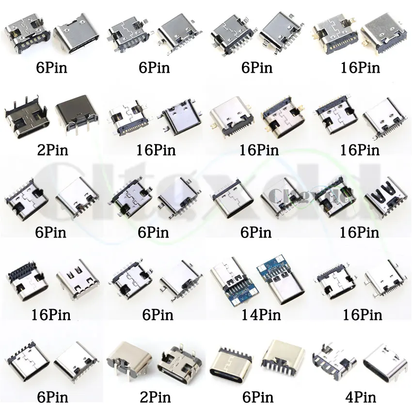 10PCS Micro USB Type C Jack 14 16 Pin SMD SMT Female