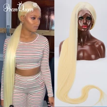 8-40 дюймов 42 дюймов 613 блонд длинные волосы полный парик шнурка бразильский прямой парик человеческих волос парики предварительно Plucke Glueless для женщин