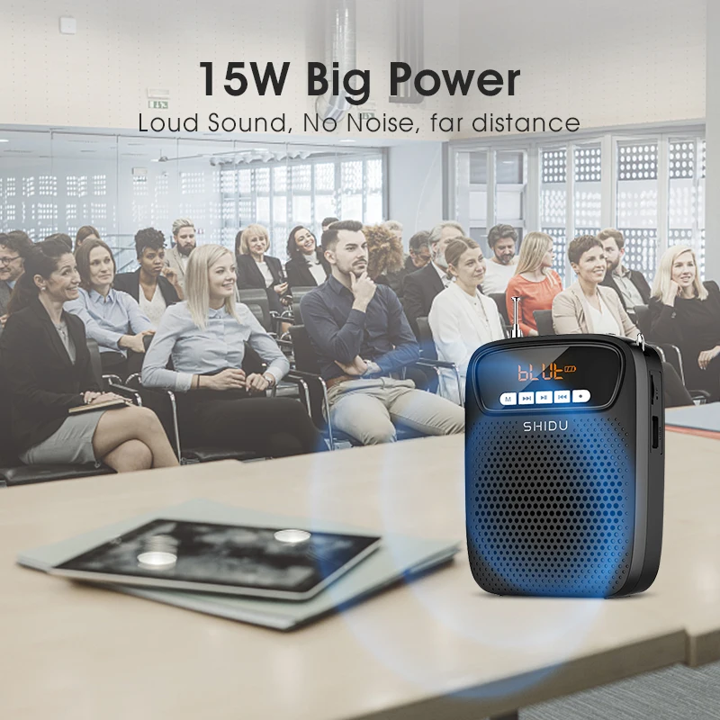 Amplificador de Voz com Fio Bluetooth para Professores Shidu Portátil Microfone Gravação Áudio fm Rádio Aux Alto-falante Instrutor S278 15w - Image 5