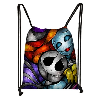 

Custom The Nightmare Before Christma Drawstring Bag Satchel Casual Backpack Teenager Storage Bag Women Men 32x38cm*18-1031-02-53