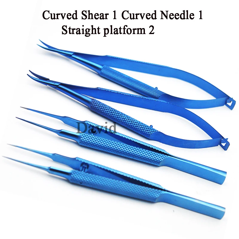 Instrumentos de Microcirurgia Kit de Suporte da Agulha Titânio Microcirurgia Instrumentos Tesoura Fórceps 4 Pçs - Set 14cm 1 Cheap Instrumentos p pálpebra