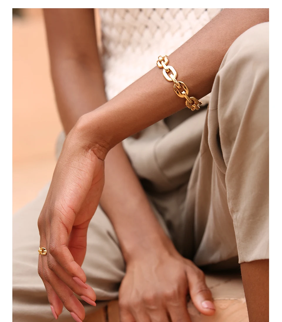 Enfashion, чистая форма, средняя цепочка, браслеты-манжеты и браслеты для женщин, золотой цвет, модные ювелирные изделия, Pulseiras BF182033