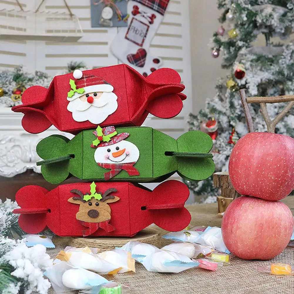 Рождественский мешок для конфет, складной креативный не-тканый мешочек, подарочные пакеты для рождественских украшений